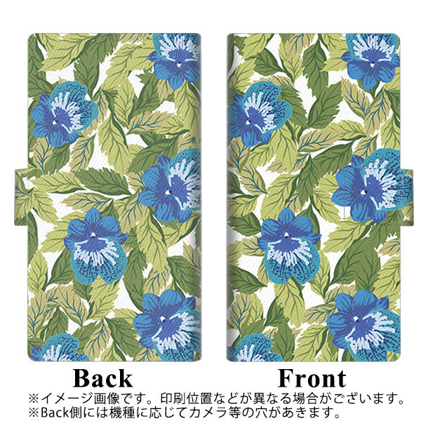 アローズBe4 Plus F-41B 画質仕上げ プリント手帳型ケース(薄型スリム)【SC896 ボタニカル ブルー&リーフ】