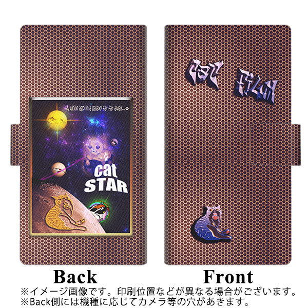 アローズBe4 Plus F-41B 画質仕上げ プリント手帳型ケース(薄型スリム)【YA935 CAT STAR 月】