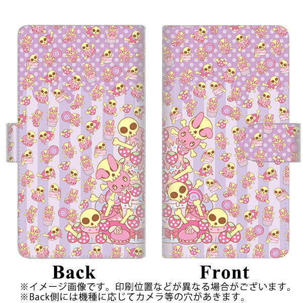 softbank エクスペリアXZ 601SO 高画質仕上げ プリント手帳型ケース(通常型)【AG871 骸骨うさぎとスイーツ パープル】