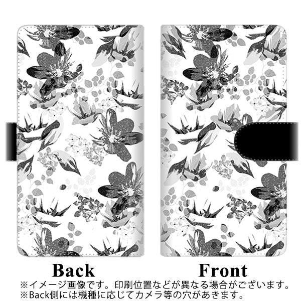 AQUOS sense6 SHG05 au 高画質仕上げ プリント手帳型ケース(通常型)【SC914 花柄モノトーン 03】