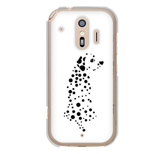 らくらくスマートフォン me F-01L docomo 1038 振り向くダルメシアン(WH) ハードケース 背面印刷