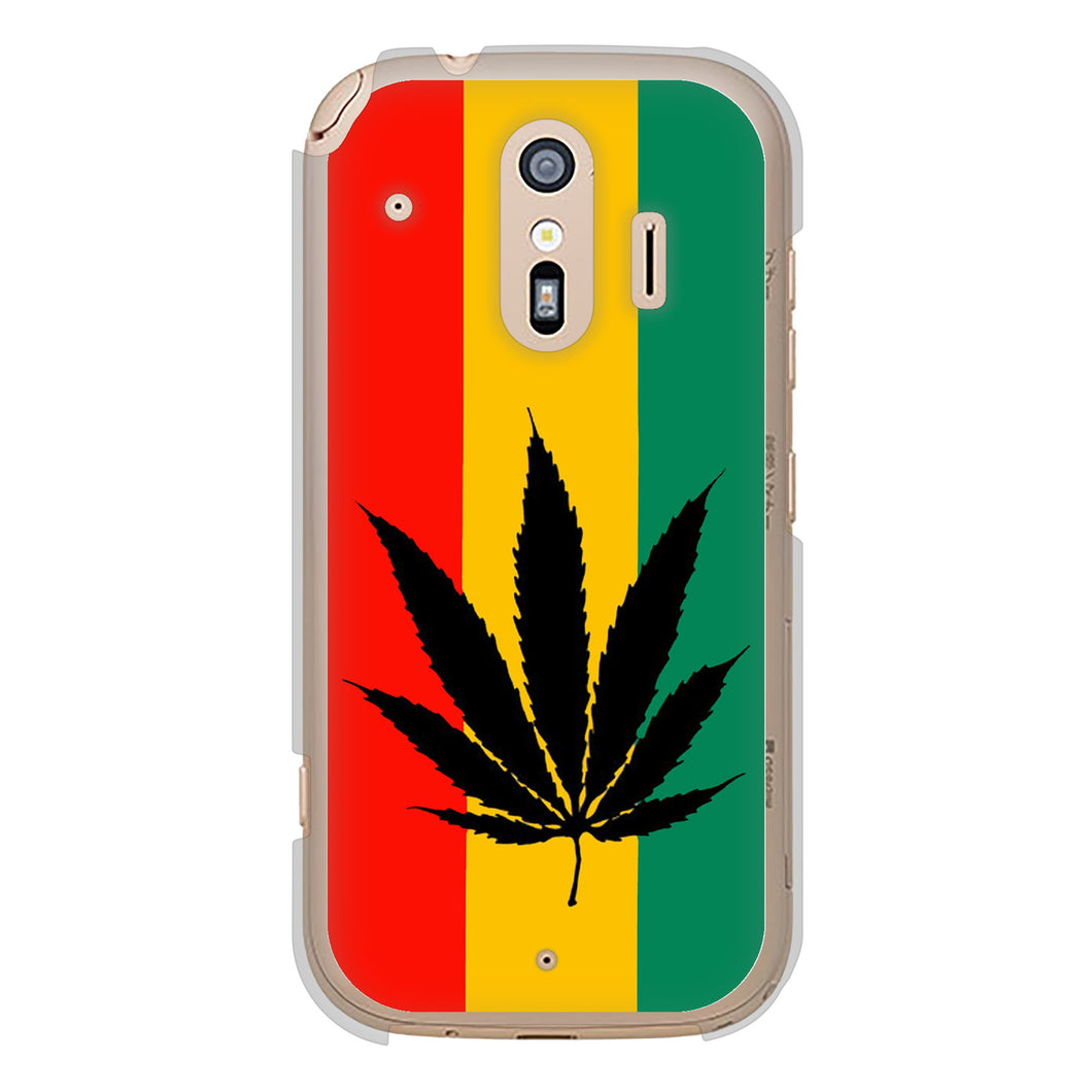 らくらくスマートフォン F-42A docomo 083 大麻ラスタカラー ハードケース 背面印刷