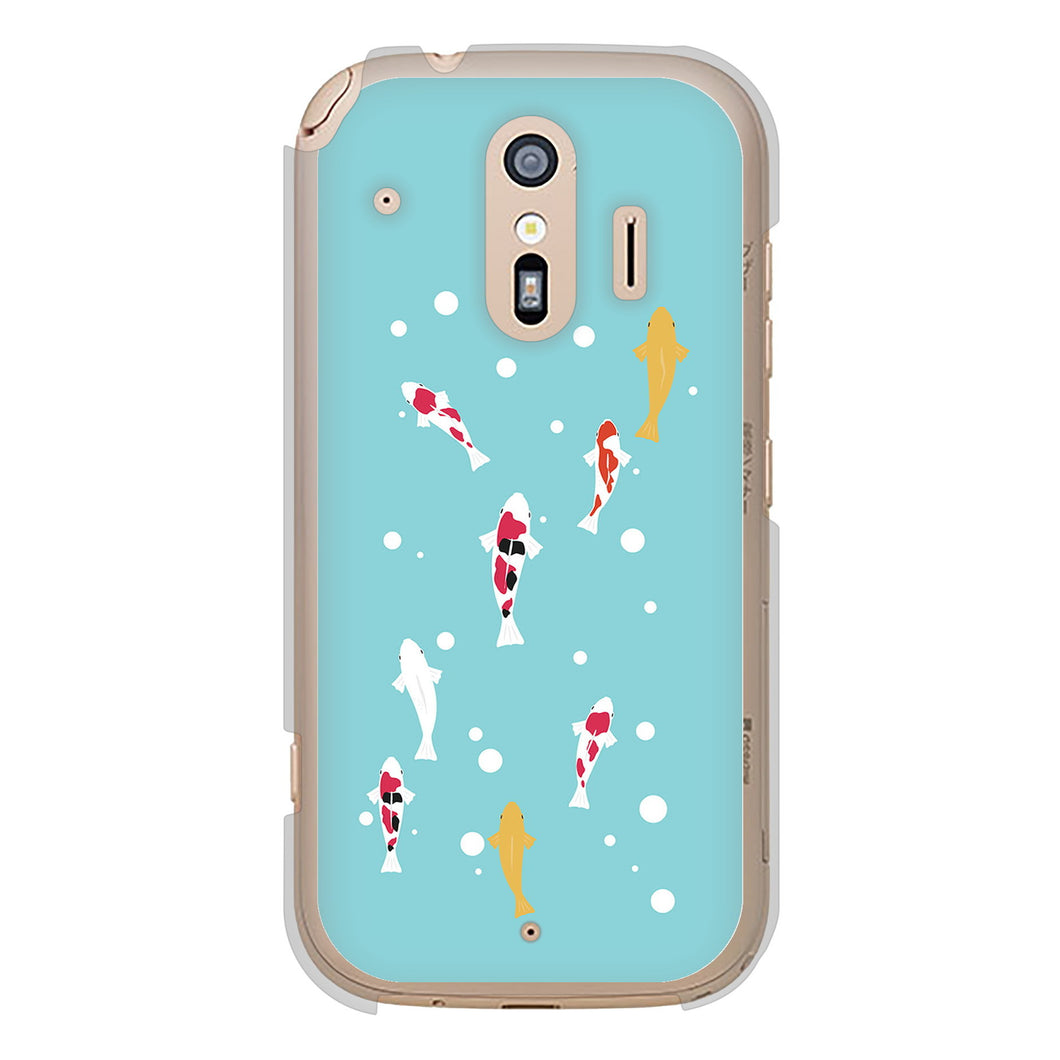 らくらくスマートフォン F-42A docomo KG800 コイの遊泳 ハードケース 背面印刷
