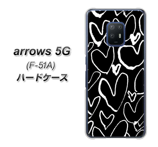 arrows 5G F-51A docomo 1124 ハート BK&WH ハードケース 背面印刷