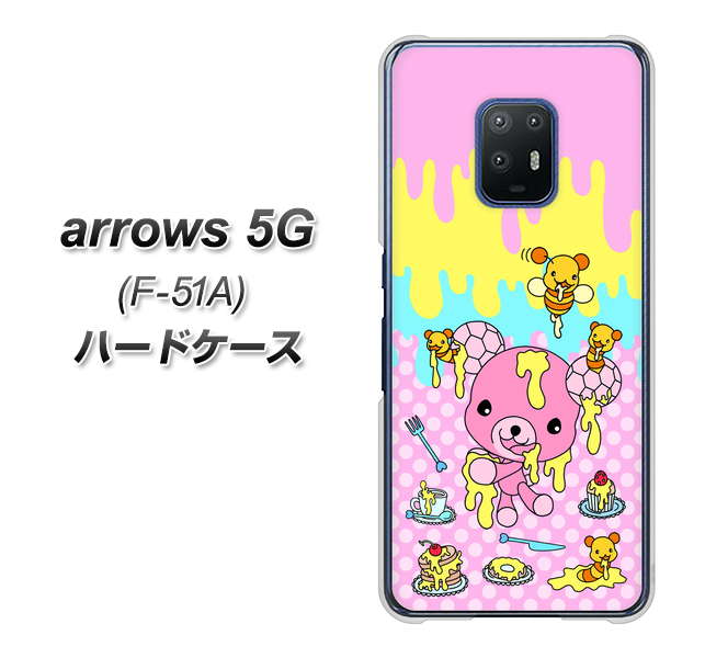 arrows 5G F-51A docomo AG822 ハニベア(水玉ピンク) ハードケース 背面印刷