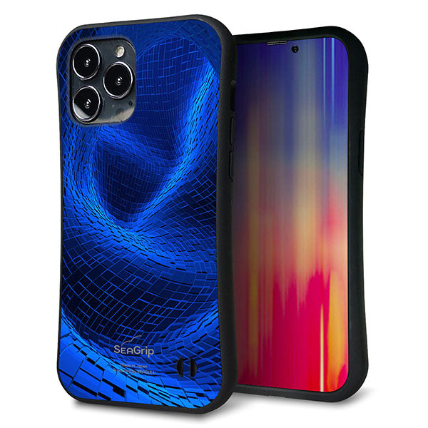 iPhone 13 Pro Max スマホケース 「SEA Grip」 グリップケース Sライン 【1302 ワープブルー】 UV印刷