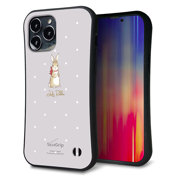 iPhone 13 Pro Max スマホケース 「SEA Grip」 グリップケース Sライン 【SC968 Lady Rabbit グレージュ ガラプリ】 UV印刷