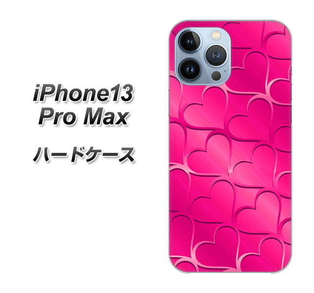 iPhone13 Pro Max 高画質仕上げ 背面印刷 ハードケース【1347 かくれハート(ショッキングピンク)】