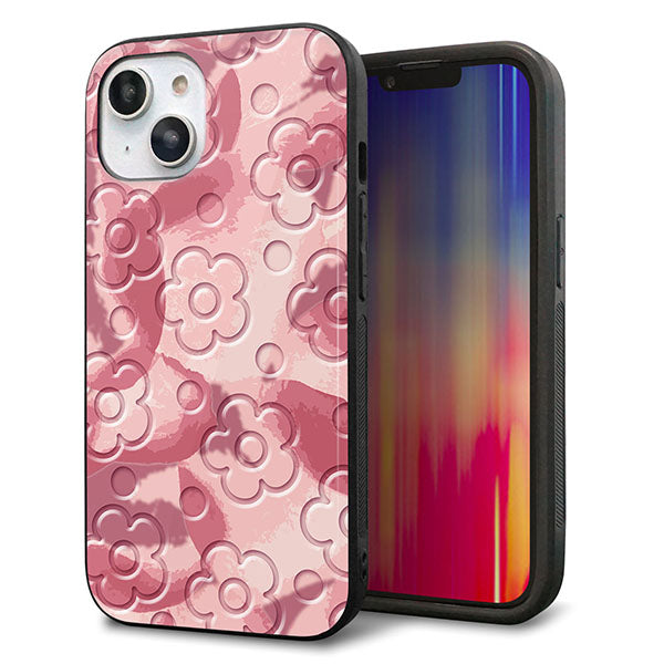 iPhone14 強化ガラス&TPUスマホケース ガラプリ【SC846 フラワーヴェルニ花ピンク(ローズヴェルール)】