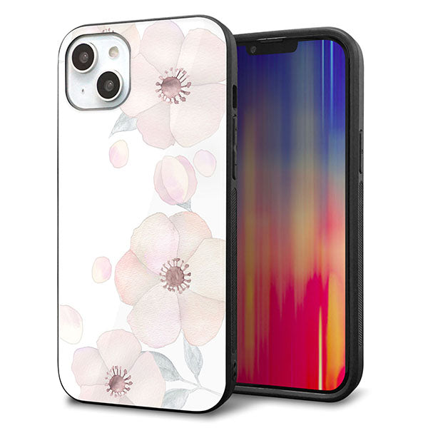 iPhone14 Plus 強化ガラス&TPUスマホケース ガラプリ【SC948 ドゥ・フルール(ホワイト)】