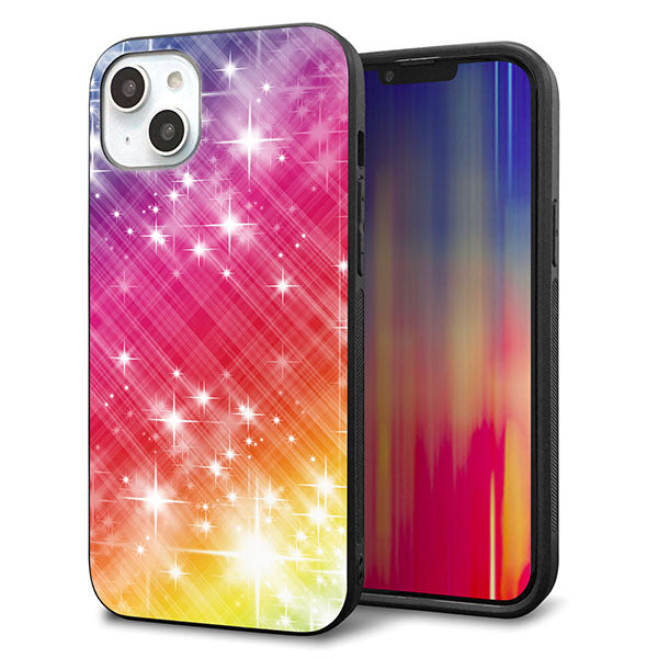 iPhone14 Plus 強化ガラス&TPUスマホケース ガラプリ【VA872 レインボーフレーム】
