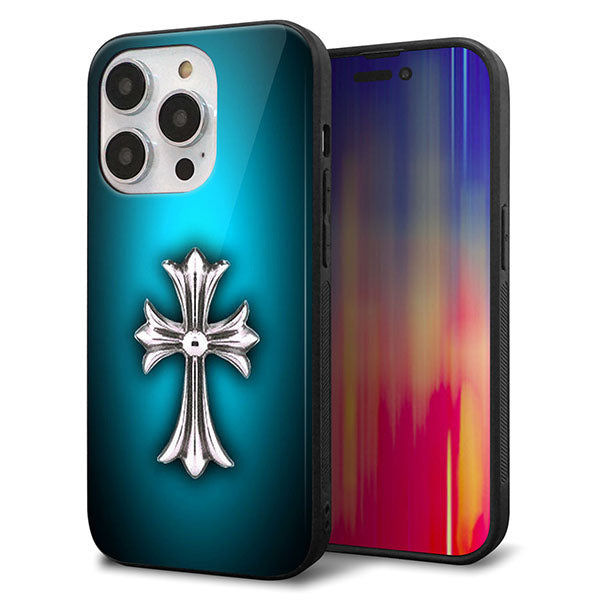 iPhone14 Pro 強化ガラス&TPUスマホケース ガラプリ【334 クロスブルー】