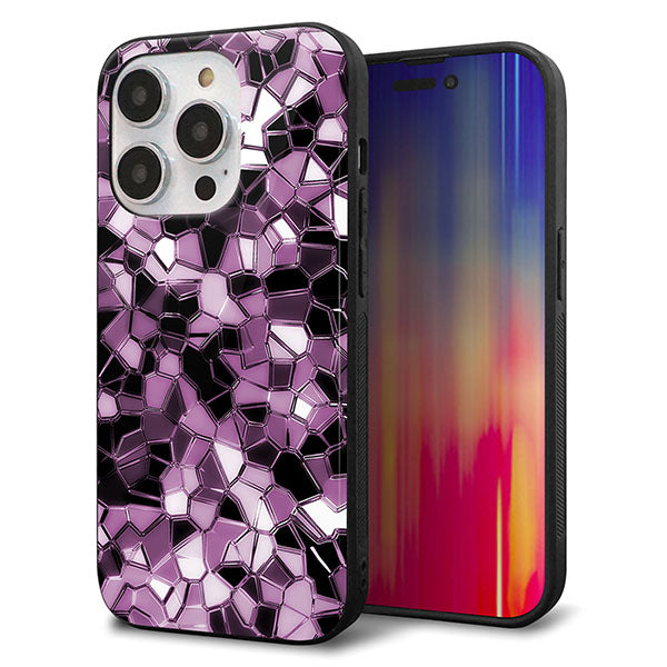 iPhone14 Pro 強化ガラス&TPUスマホケース ガラプリ【EK837 テクニカルミラーパープル】
