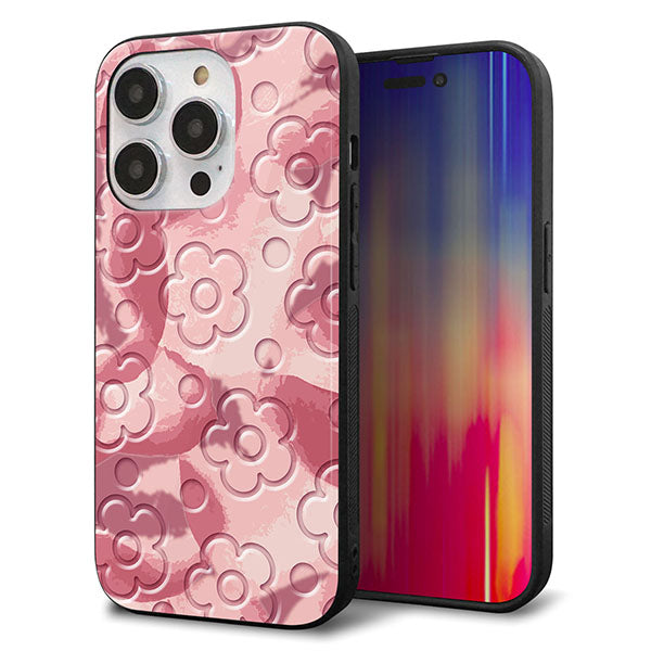 iPhone14 Pro 強化ガラス&TPUスマホケース ガラプリ【SC846 フラワーヴェルニ花ピンク(ローズヴェルール)】