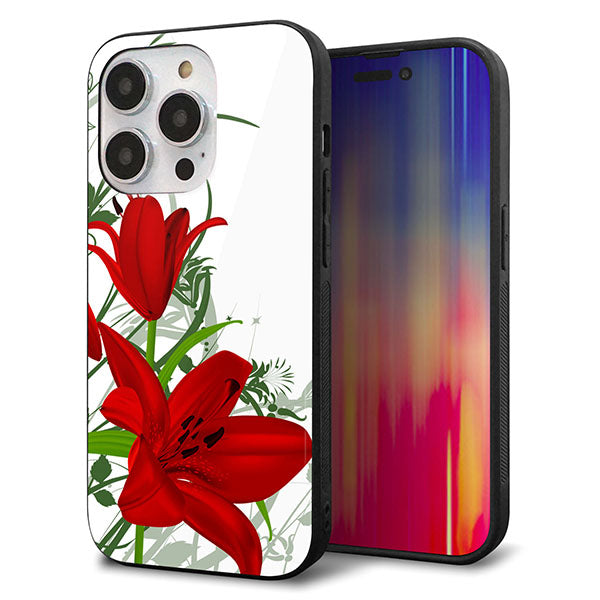 iPhone14 Pro 強化ガラス&TPUスマホケース ガラプリ【SC850 ユリ(レッド)】