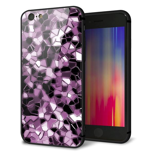 iPhone6 強化ガラス&TPUスマホケース ガラプリ【EK837 テクニカルミラーパープル】