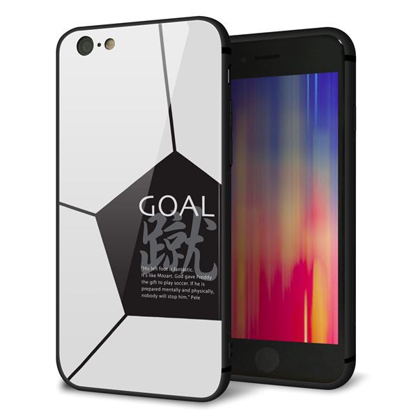 iPhone6 強化ガラス&TPUスマホケース ガラプリ【IB921 サッカーボール】