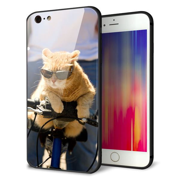 iPhone6 PLUS 強化ガラス&TPUスマホケース ガラプリ【595 にゃんとサイクル】