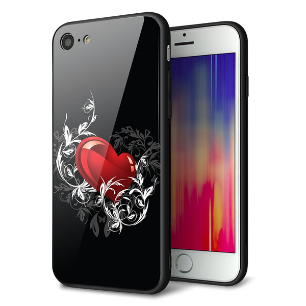 iPhone7 強化ガラス&TPUスマホケース ガラプリ【032 クリスタルハート】