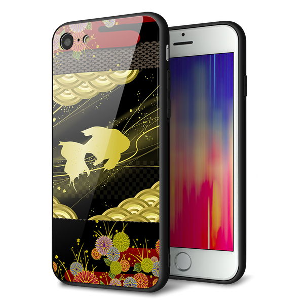 iPhone8 強化ガラス&TPUスマホケース ガラプリ【174 天の川の金魚】