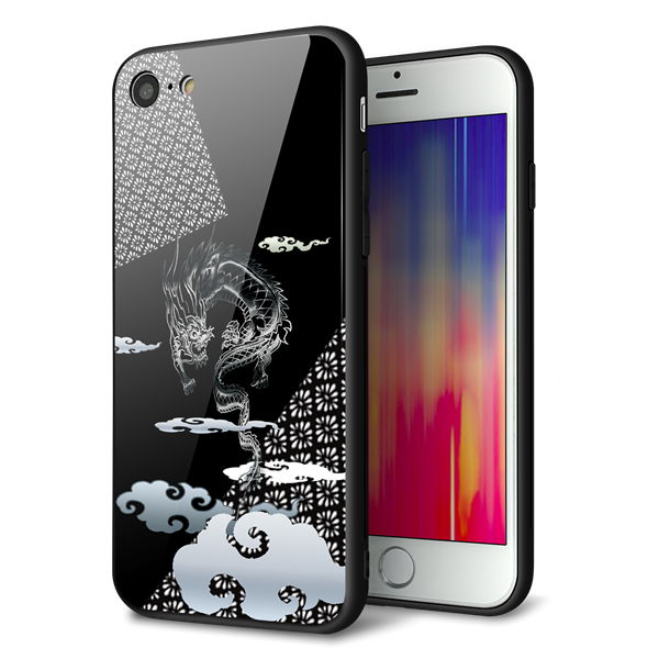 iPhone8 強化ガラス&TPUスマホケース ガラプリ【YC906 雲竜01】