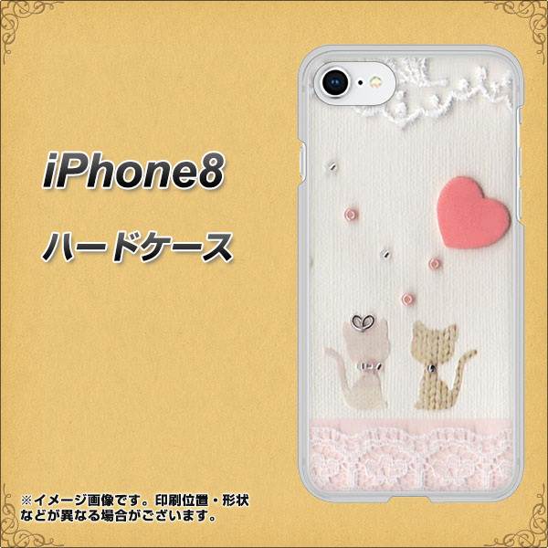 iPhone8 高画質仕上げ 背面印刷 ハードケース【1104 クラフト写真ネコ(ハートM)】