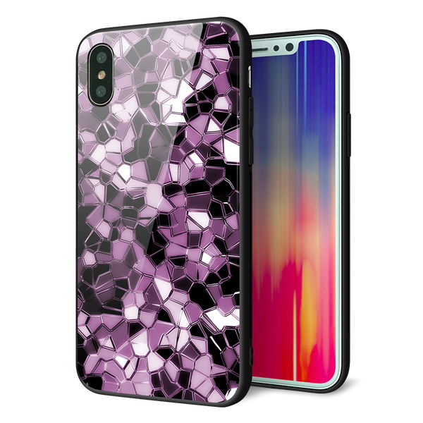 iPhone X 強化ガラス&TPUスマホケース ガラプリ【EK837 テクニカルミラーパープル】