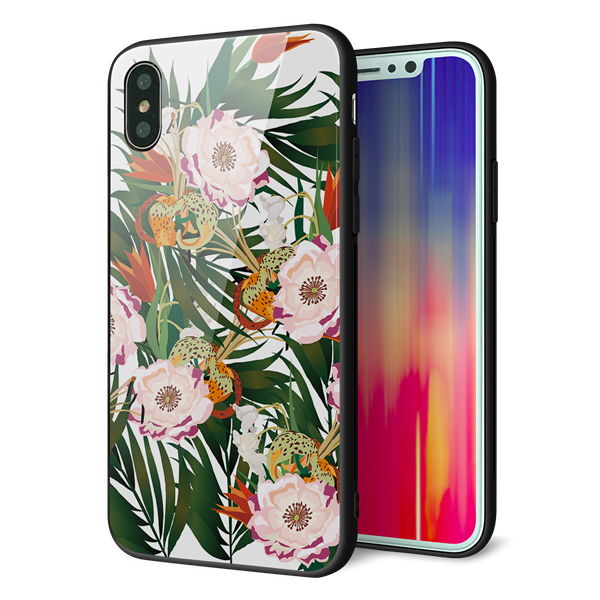 iPhone X 強化ガラス&TPUスマホケース ガラプリ【SC895 ボタニカル フォレスト】