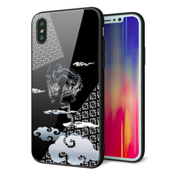 iPhone X 強化ガラス&TPUスマホケース ガラプリ【YC906 雲竜01】
