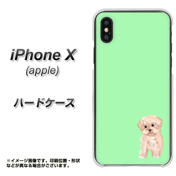iPhone X 高画質仕上げ 背面印刷 ハードケース【YJ063 トイプードルアプリコット(グリーン)】