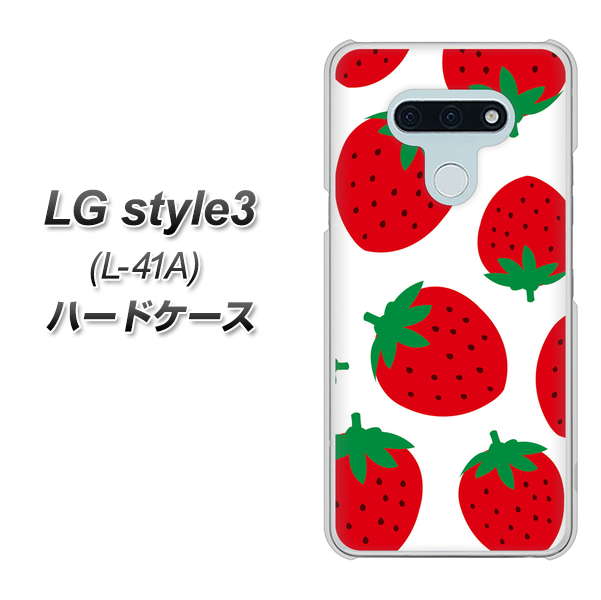 LG style3 L-41A docomo SC818 大きいイチゴ模様レッド ハードケース 背面印刷