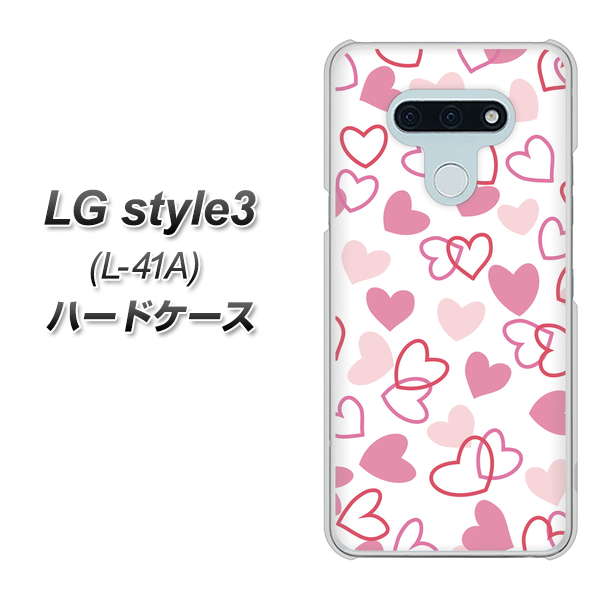 LG style3 L-41A docomo VA929 ハートがいっぱい ピンク ハードケース 背面印刷