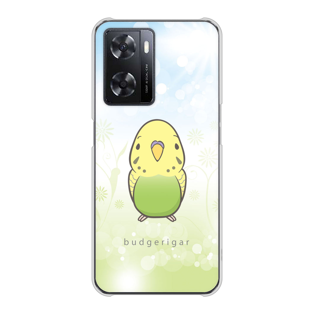 OPPO A77 SC838 セキセイインコ グリーン ハードケース 背面印刷