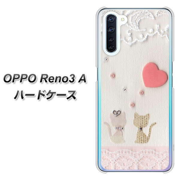 SIMフリー OPPO Reno3 A 高画質仕上げ 背面印刷 ハードケース【1104 クラフト写真ネコ(ハートM)】
