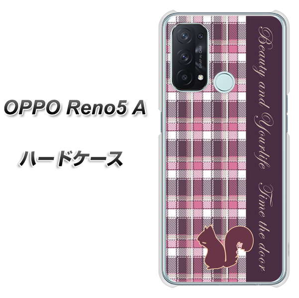 OPPO Reno5 A 519 チェック柄にリス ハードケース 背面印刷