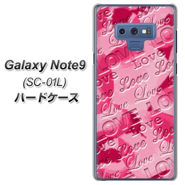 docomo ギャラクシー ノート9 SC-01L 高画質仕上げ 背面印刷 ハードケース【SC845 フラワーヴェルニLOVE濃いピンク(ローズアンディアン)】