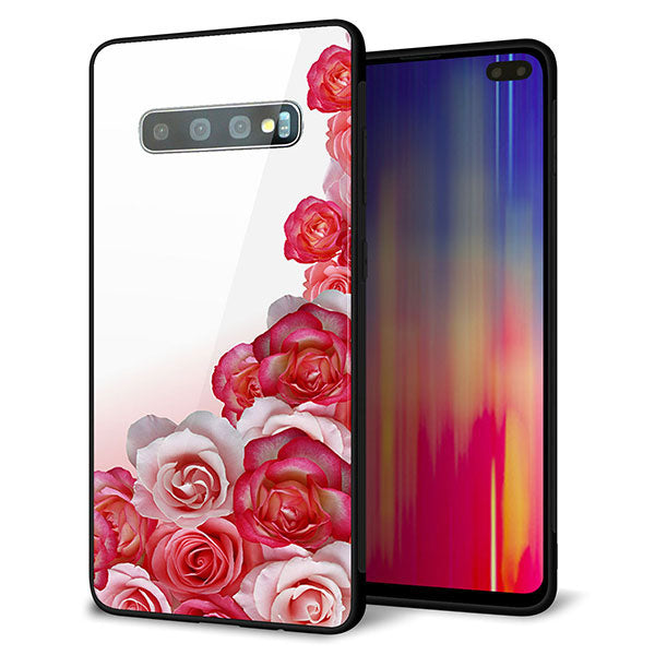 Galaxy S10+ SC-04L docomo 強化ガラス&TPUスマホケース ガラプリ【299 薔薇の壁】