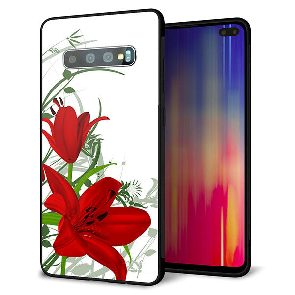 Galaxy S10+ SC-04L docomo 強化ガラス&TPUスマホケース ガラプリ【SC850 ユリ(レッド)】