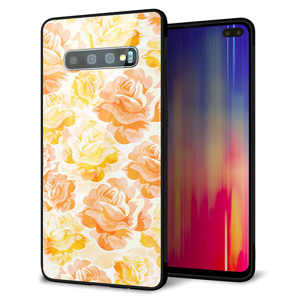 Galaxy S10+ SC-04L docomo 強化ガラス&TPUスマホケース ガラプリ【SC931 ローズ イエロー】