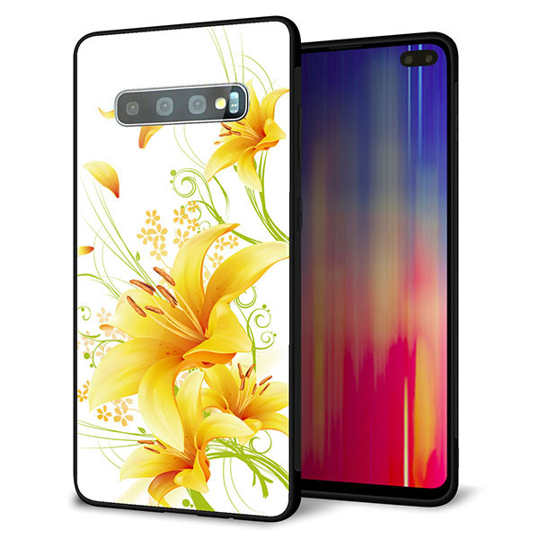 Galaxy S10+ Olympic Games Edition SC-05L docomo 強化ガラス&TPUスマホケース ガラプリ【SC852 ユリ(イエロー)】