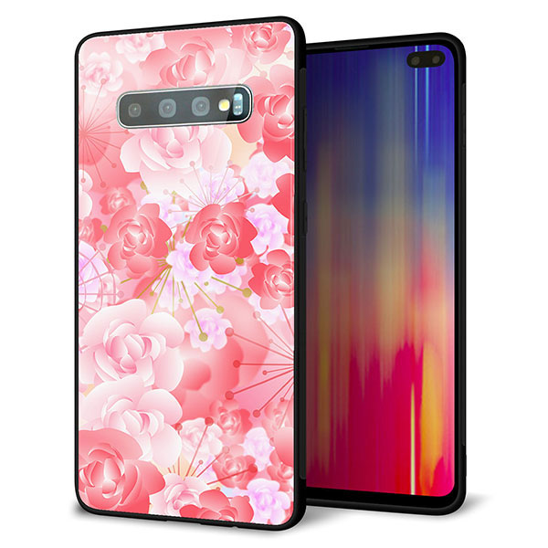Galaxy S10+ Olympic Games Edition SC-05L docomo 強化ガラス&TPUスマホケース ガラプリ【VA817 はんなり色の華】
