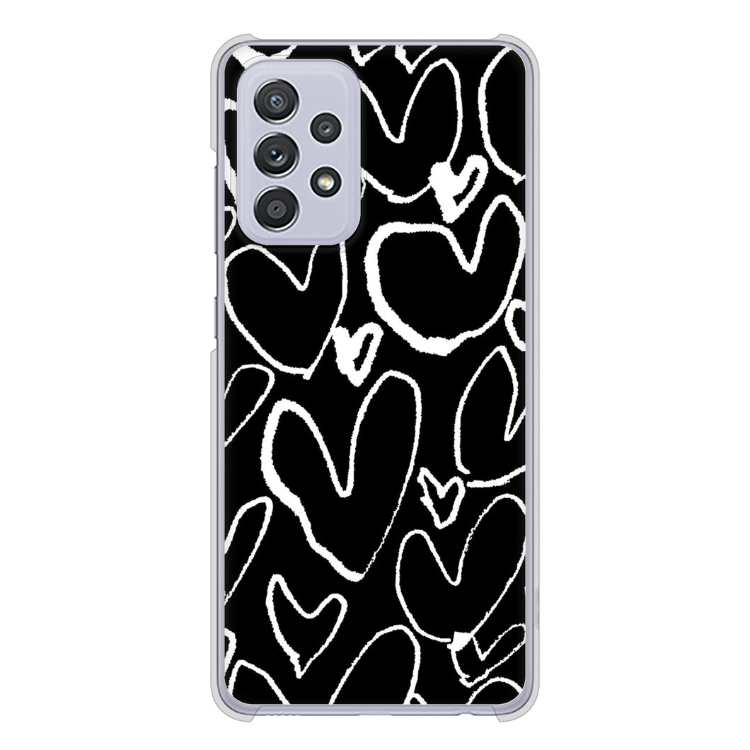 Galaxy A52 5G SC-53B 高画質仕上げ 背面印刷 ハードケース 【1124 ハート BK&WH】