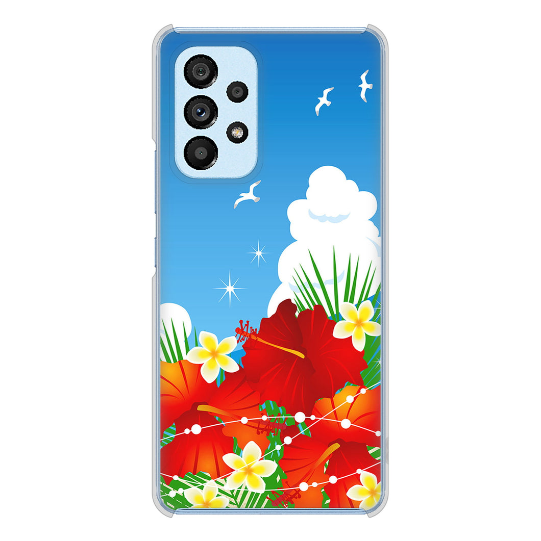 Galaxy A53 5G SC-53C docomo VA821 ハイビスカスと青空 ハードケース 背面印刷
