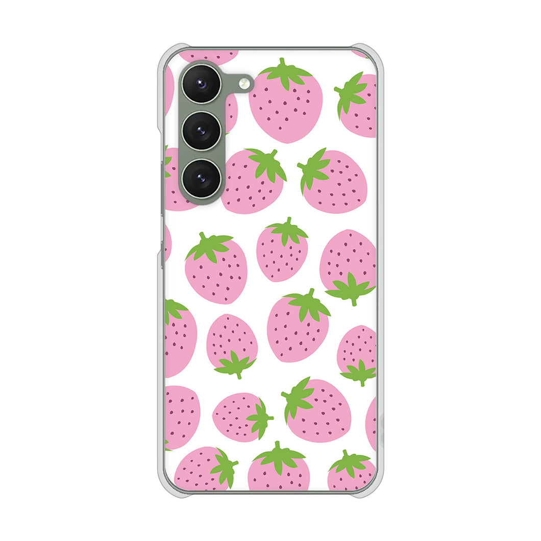 Galaxy S23 SCG19 au 高画質仕上げ 背面印刷 ハードケース 小さいイチゴ模様