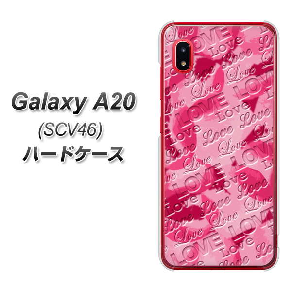 Galaxy A20 SCV46 au SC845 フラワーヴェルニLOVE濃いピンク(ローズアンディアン) ハードケース 背面印刷