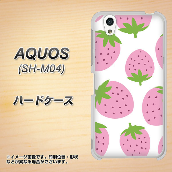AQUOS SH-M04-A SC816 大きいイチゴ模様 ピンク ハードケース 背面印刷