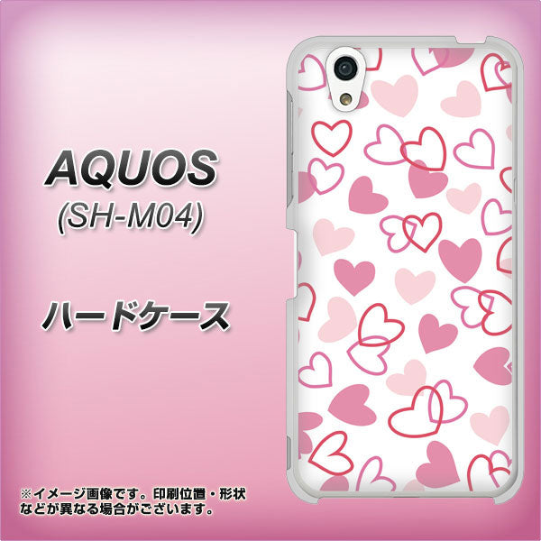 AQUOS SH-M04-A VA929 ハートがいっぱい ピンク ハードケース 背面印刷