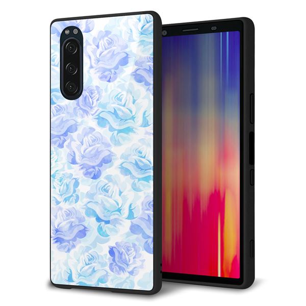 Xperia 5 SO-01M docomo 強化ガラス&TPUスマホケース ガラプリ【SC927 ローズ ブルー】