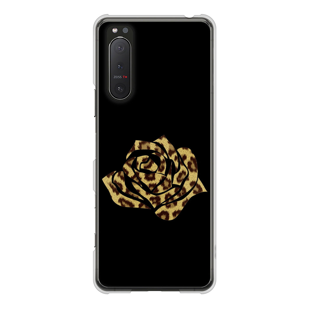 Xperia 5 II SO-52A docomo 1184 ヒョウのバラ(茶) ハードケース 背面印刷