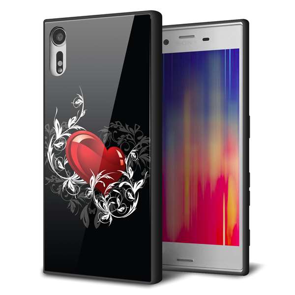 au エクスペリアXZ SOV34 強化ガラス&TPUスマホケース ガラプリ【032 クリスタルハート】